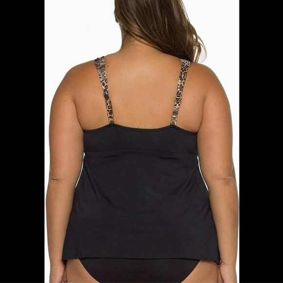 NEW Becca Leopard Trim Over‎ The Shoulder Tankini Top [PLUS 3X ] - Picture 2 of 12